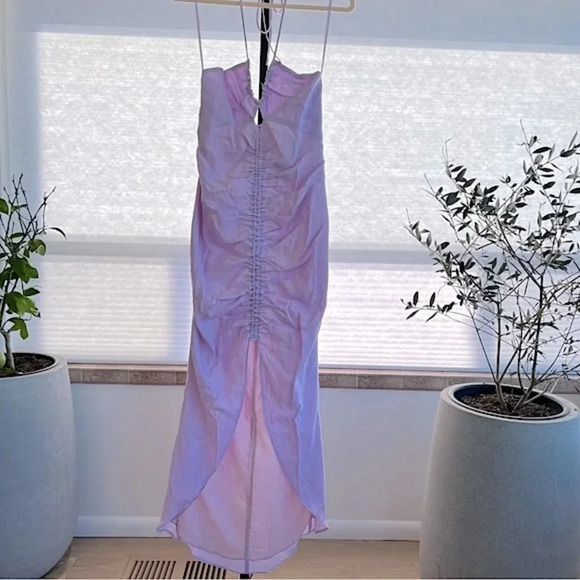 Rumer Australia Estelle Halter Linen Maxi Dress Lilac Small Contemporary NWT - Picture 3 of 12